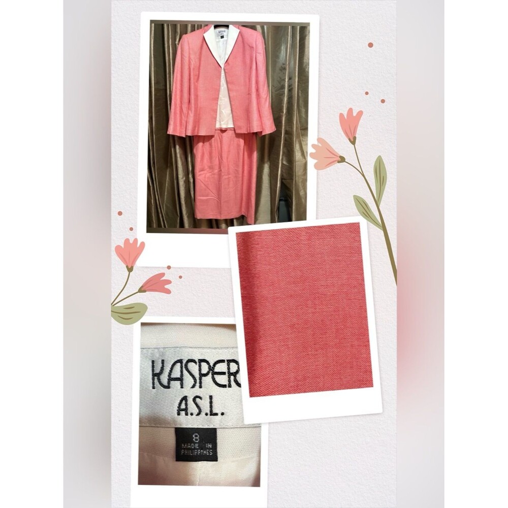Kasper Red & White Skirt Suit with White Collar Look@Pic3 #1962